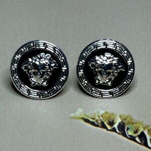 Women's Silver and Black Earrings